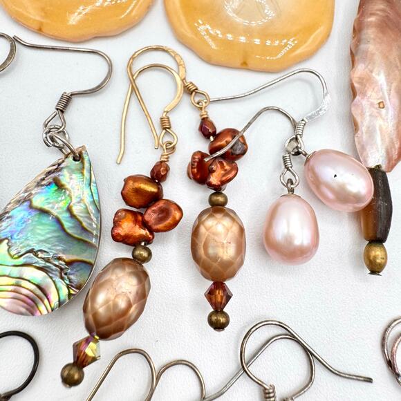 20 Pair Genuine Pearl Shell Earring Lot Pearlcore Sirencore Beach Wedding Bridal - Picture 13 of 16